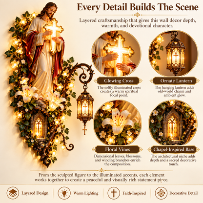Jesus Lighted Wall Decor – Glowing Cross Christian Home Art ✝️✨