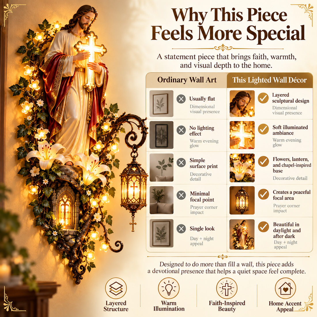 Jesus Lighted Wall Decor – Glowing Cross Christian Home Art ✝️✨