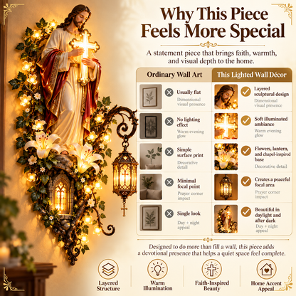 Jesus Lighted Wall Decor – Glowing Cross Christian Home Art ✝️✨