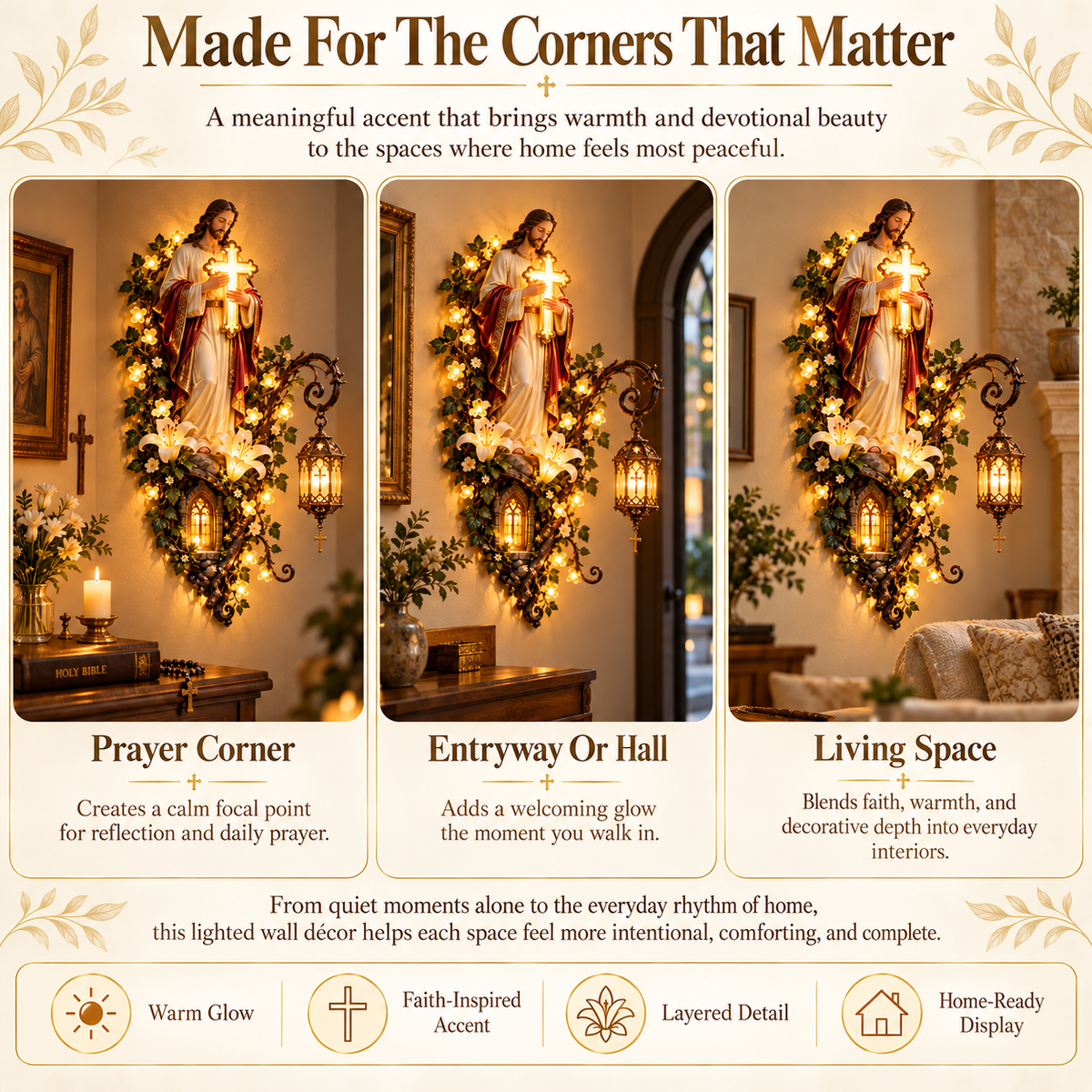 Jesus Lighted Wall Decor – Glowing Cross Christian Home Art ✝️✨