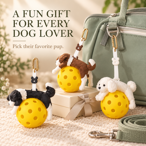 2PCS🐶 Dog Tennis Ball Charm Clip – Cute Pet Bag & Harness Accessory