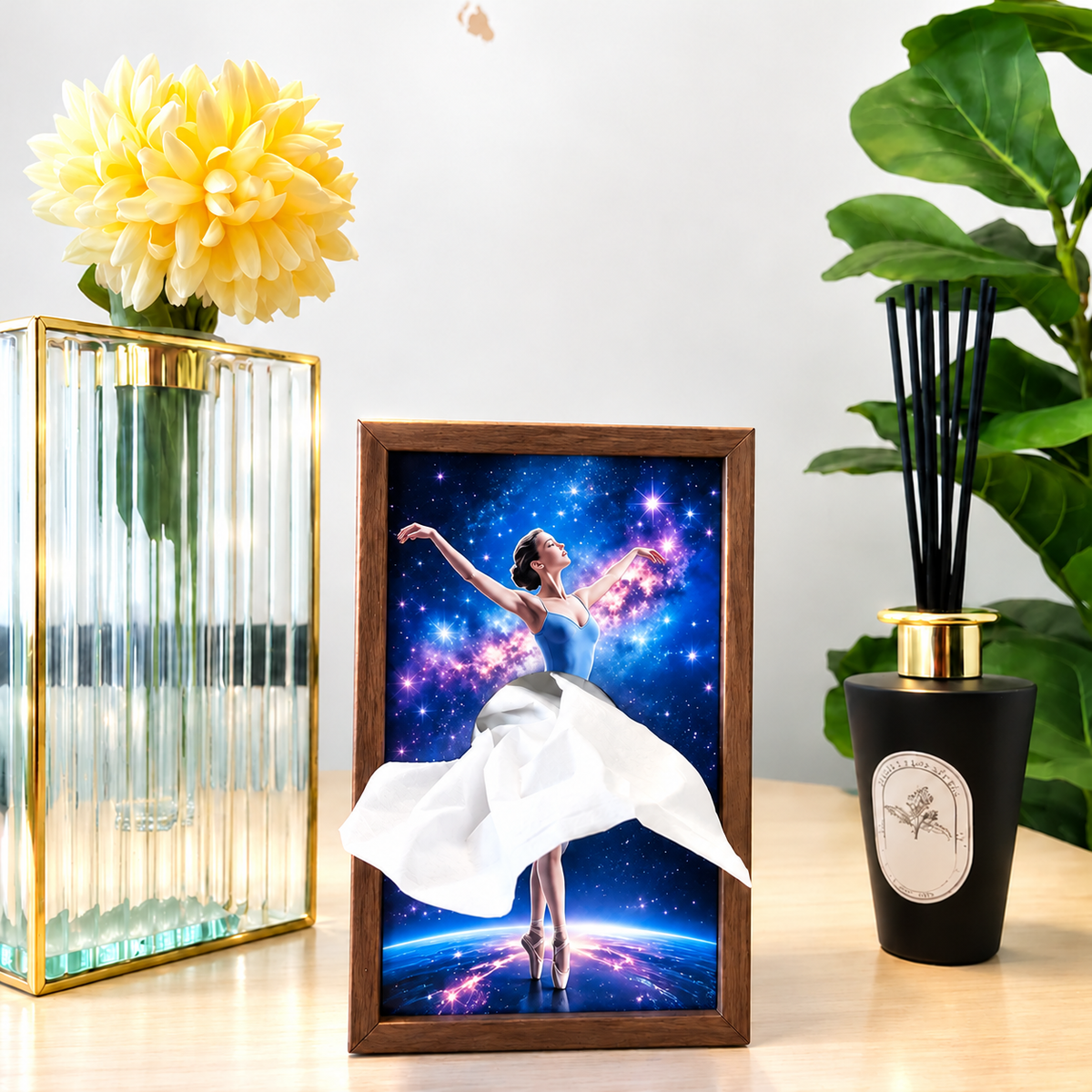 🩰 Dancing Ballerina Tissue Box | Elegant Wooden Art Frame & Unique Home Decor