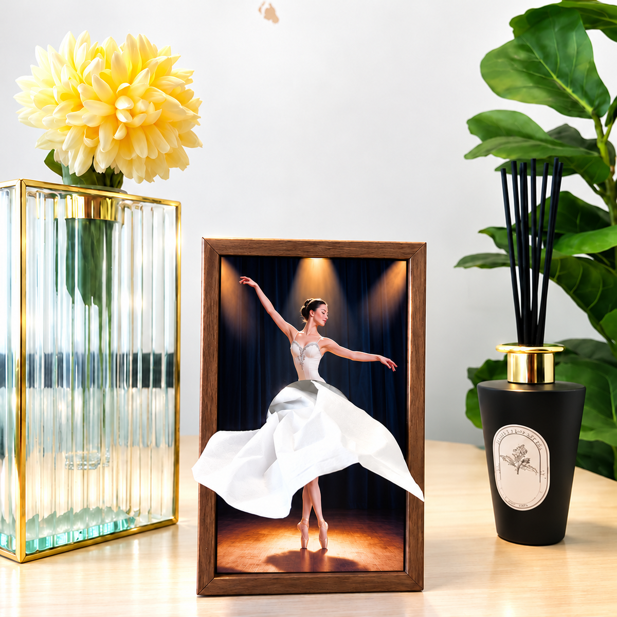 🩰 Dancing Ballerina Tissue Box | Elegant Wooden Art Frame & Unique Home Decor