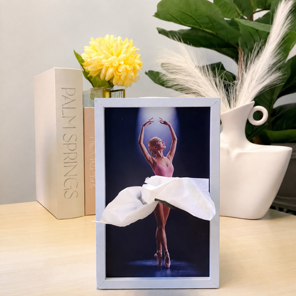 🩰 Dancing Ballerina Tissue Box | Elegant Wooden Art Frame & Unique Home Decor