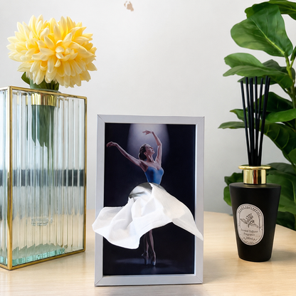 🩰 Dancing Ballerina Tissue Box | Elegant Wooden Art Frame & Unique Home Decor
