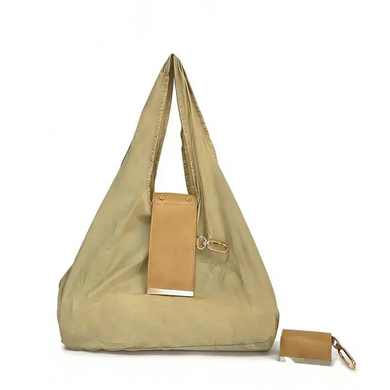 Khaki foldable keychain tote bag
