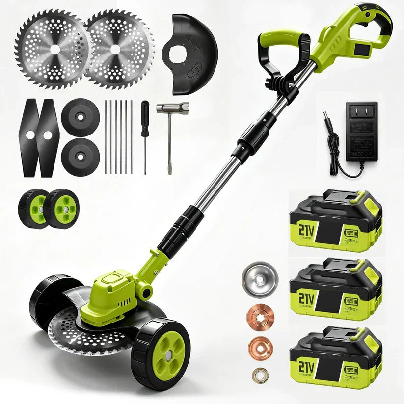 ⚡3-in-1 Cordless Lawn Mower with 2×21V Batteries, German Quality Lightweight Grass Trimmer & Edger for Small to Medium Gardens