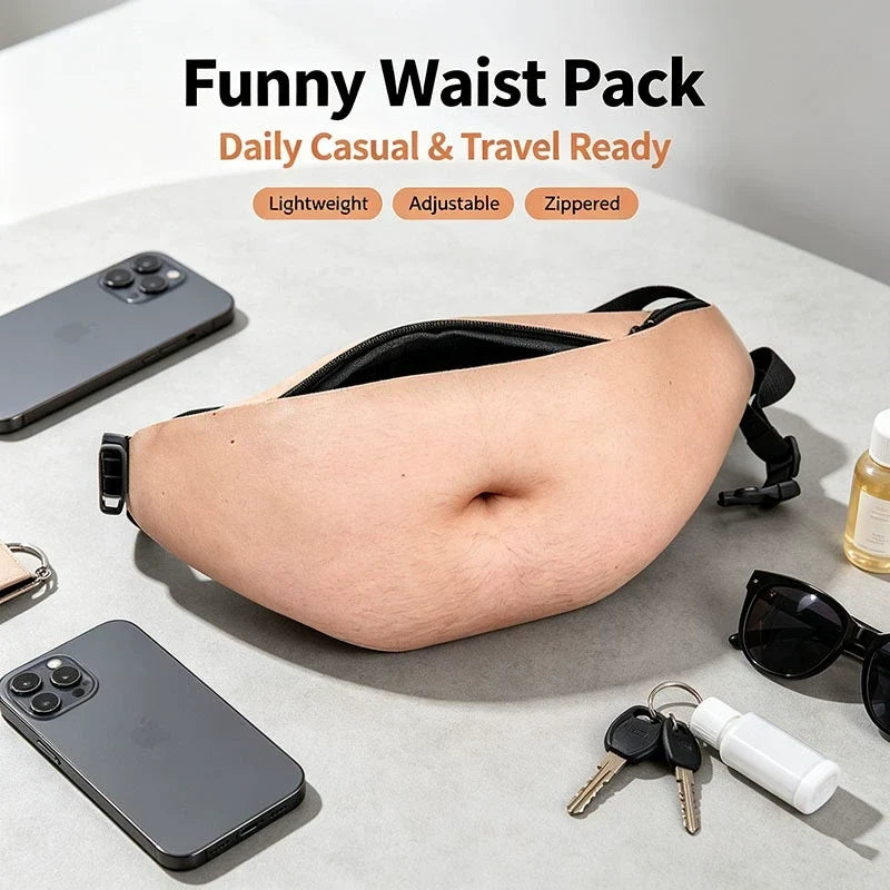 😂 Dad Bod Belly Fanny Pack – Hilariously Realistic Gag Waist Bag