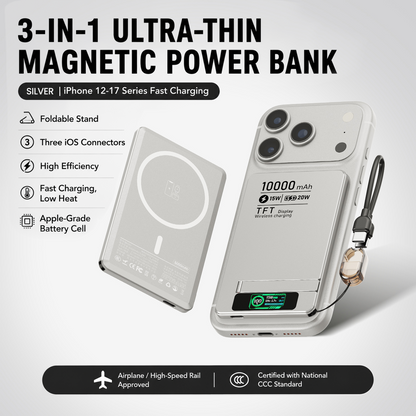 ⚡ 15W Magnetic Wireless Power Bank – Ultra-Slim 0.35" Portable Charger