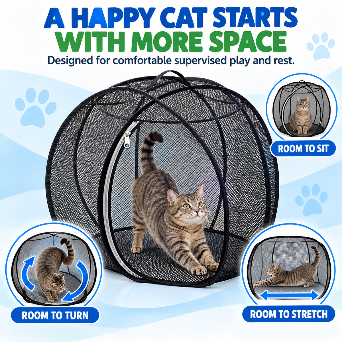 🐱🌿 FreshAir Cat Haven™ | Outdoor Explorer Mesh Playpen