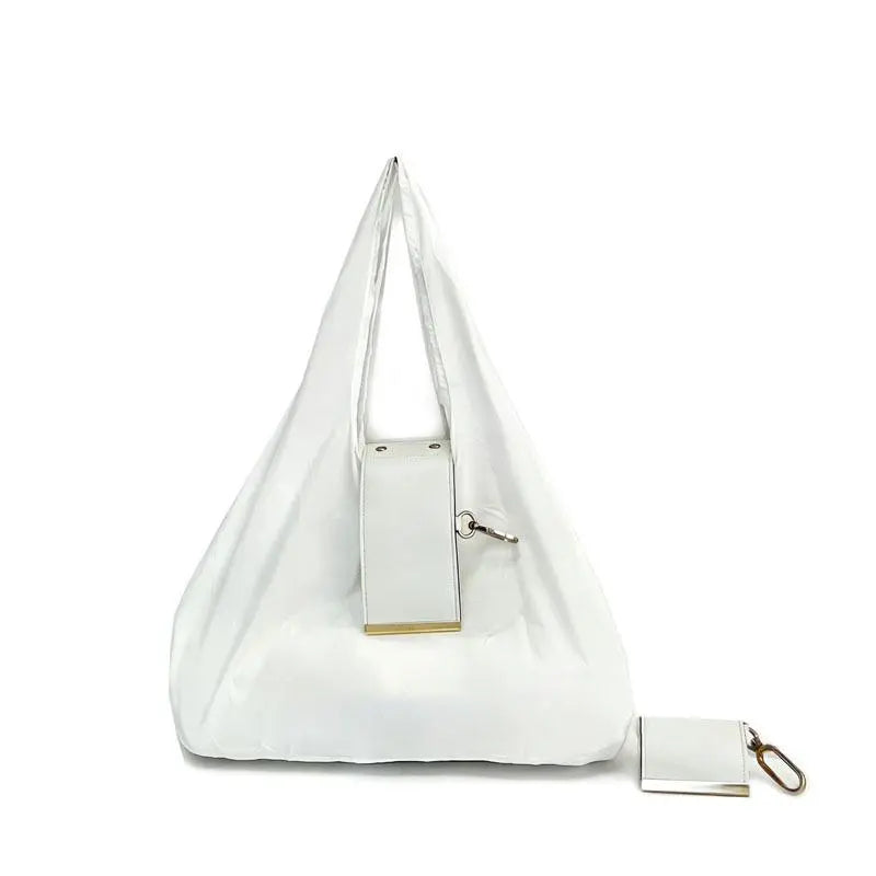 White foldable keychain tote bag