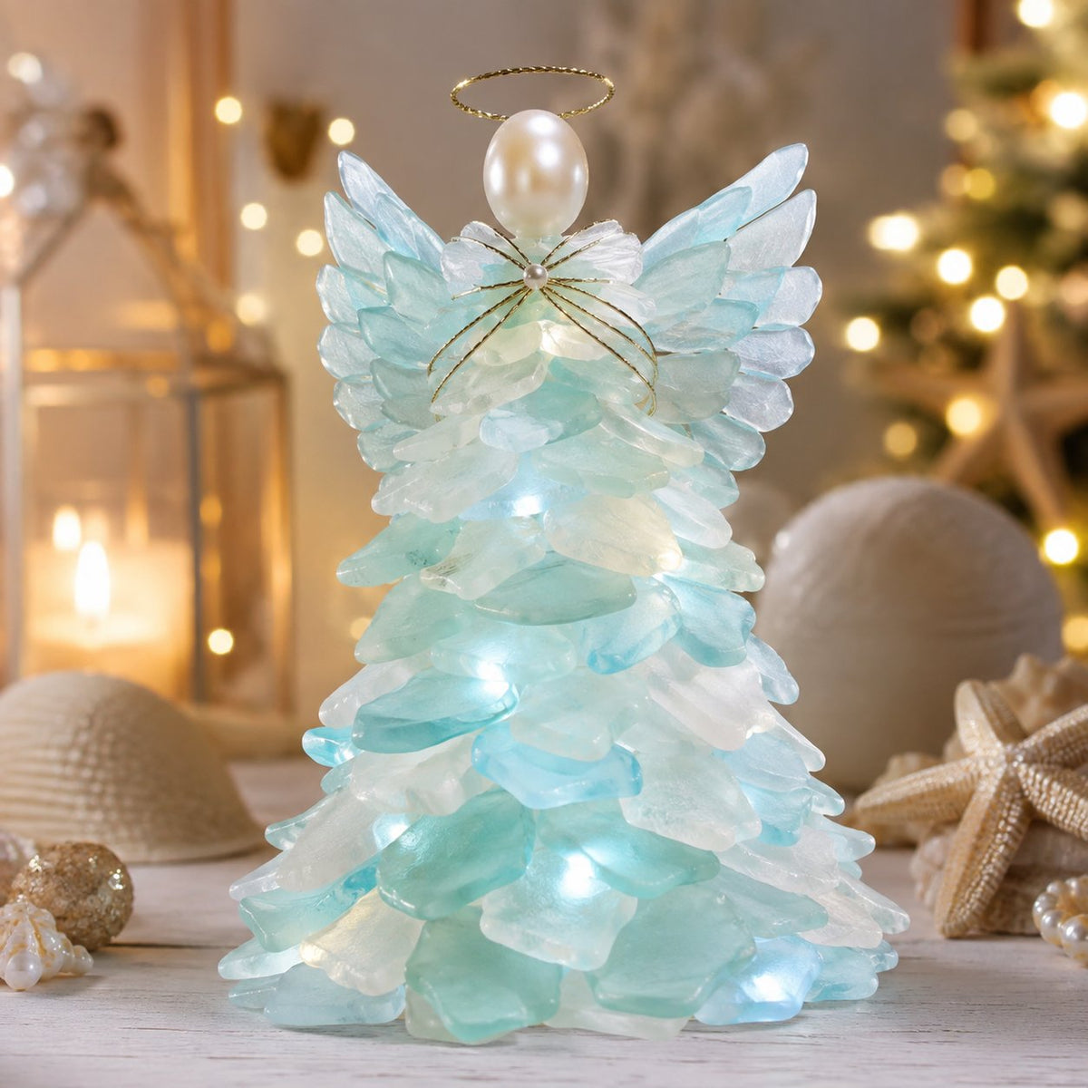 Angel Glow lighted sea glass Christmas design