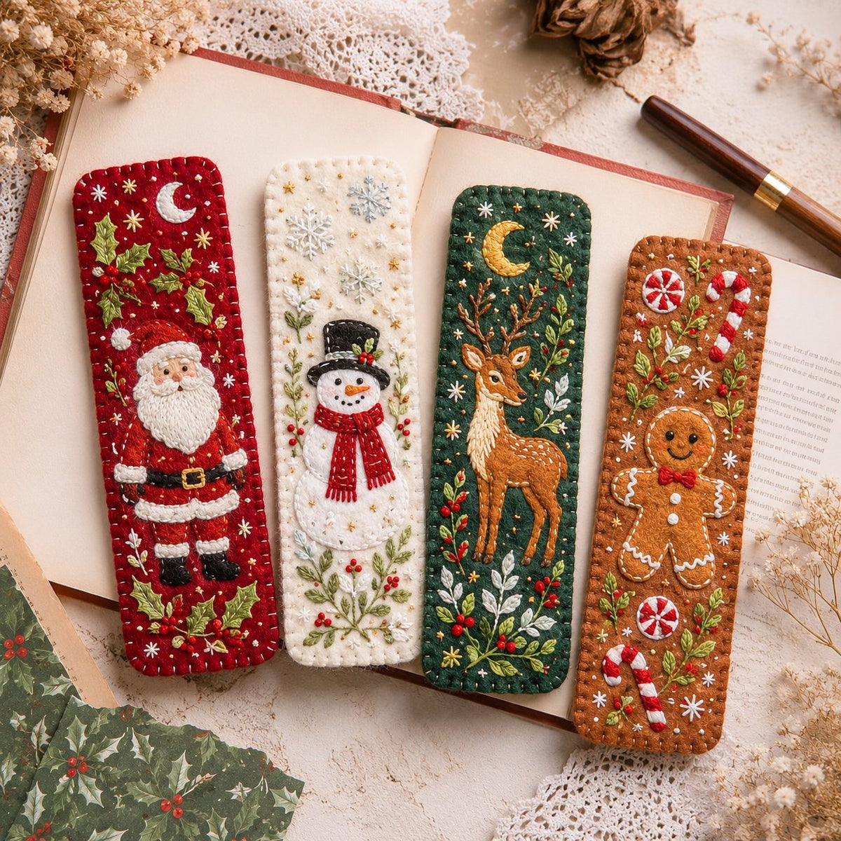 DIY Felt Embroidery Christmas Bookmark Kit