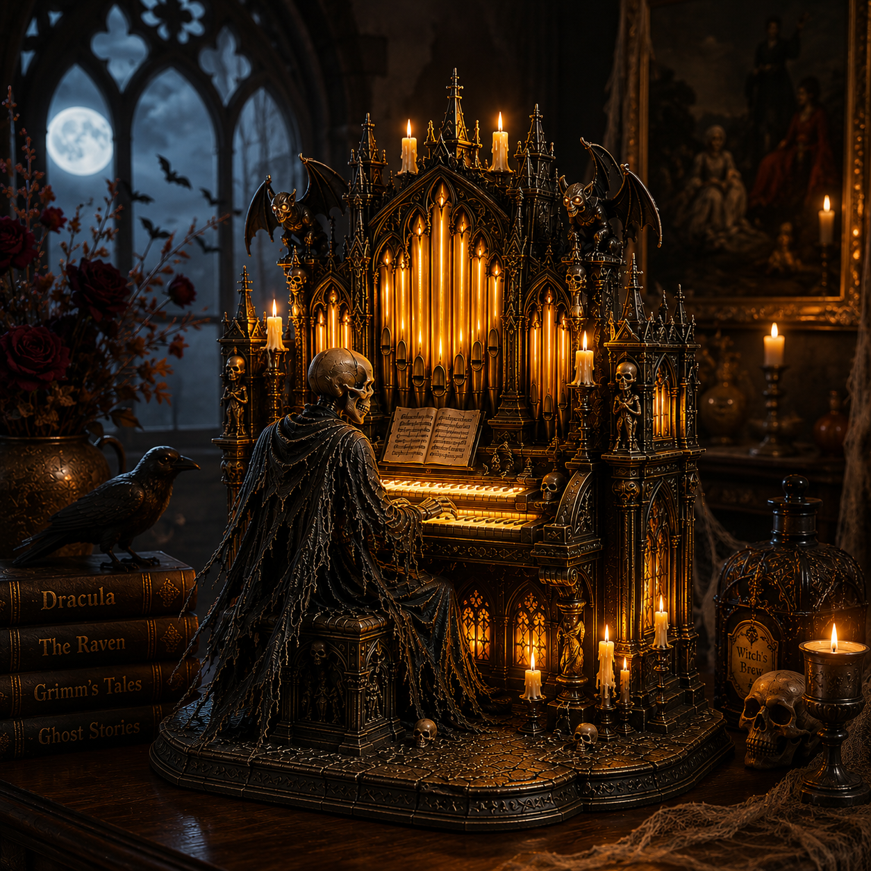 🕯️💀 Gothic Skeleton Cathedral Organ Light 🖤🎹
