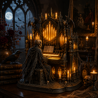 🕯️💀 Gothic Skeleton Cathedral Organ Light 🖤🎹