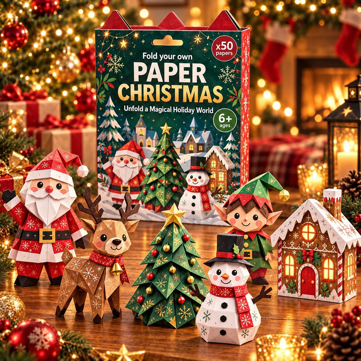 3D DIY Paper Christmas finished Classic Christmas paper figures