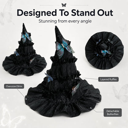 🦋 🧙Mystical Butterfly Witch Hat – 🖤Enchant Your Halloween Look(📦Buy 3 Free Shipping)
