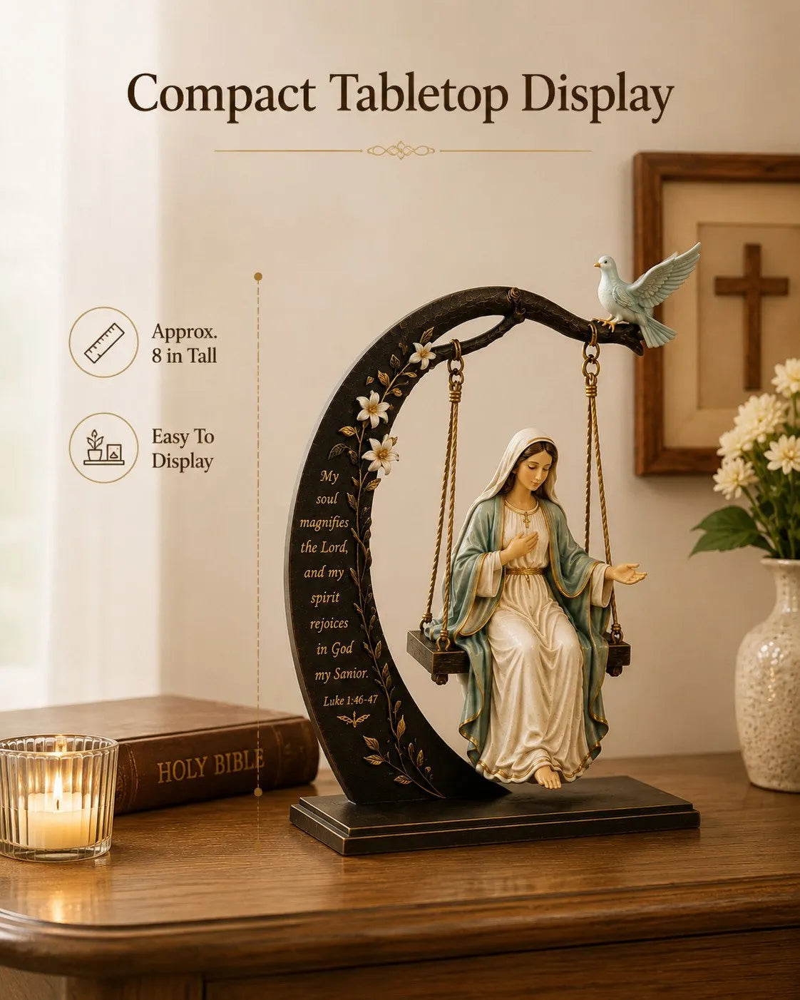 Faith-Inspired Swing Sculpture ✝️🕊️ – Christian Religious Figure Home Decor & Meaningful Gift 🎁