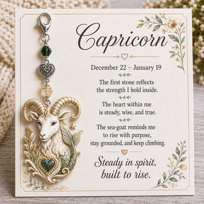 🌙12 Zodiac Birthstone Charm Keepsake Card Collection