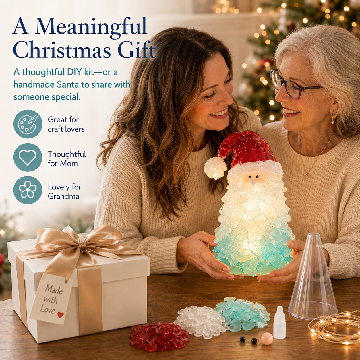 DIY sea glass Christmas kit and finished decoration as gift