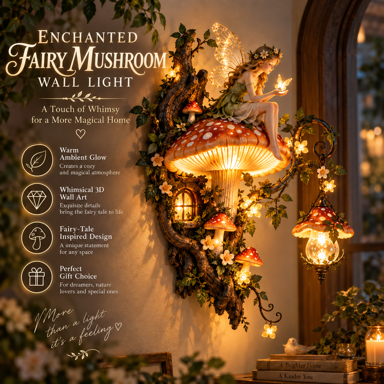 Enchanted Fairy Mushroom Wall Light