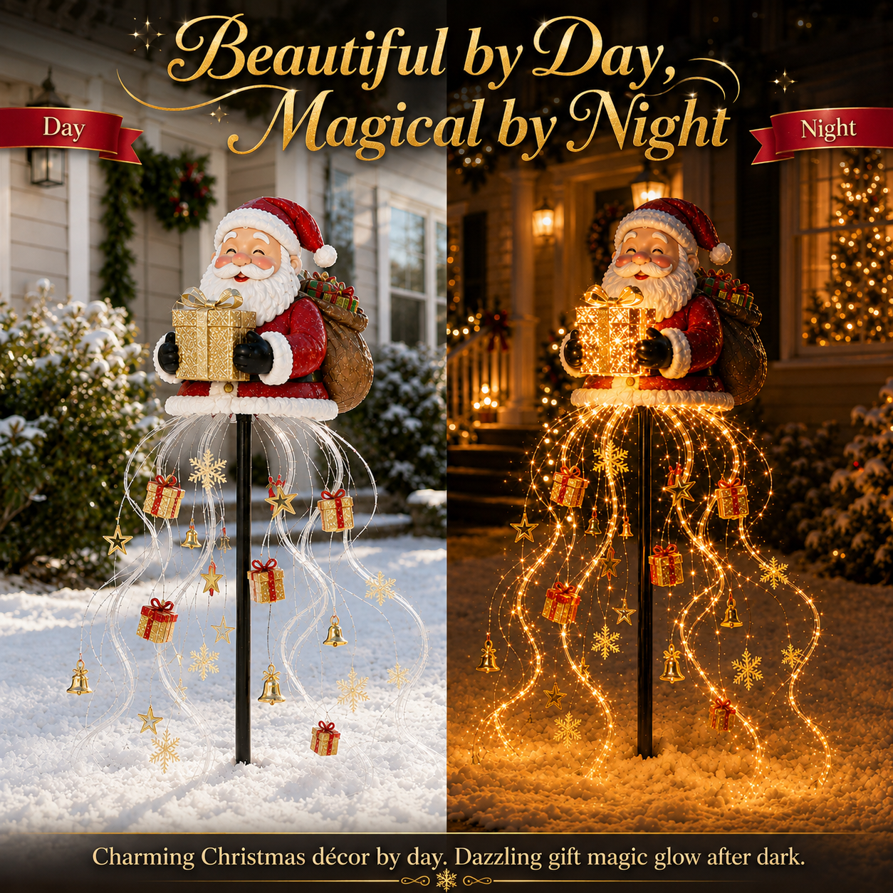🎅✨ Santa’s Golden Gift Fountain Light 🎁🌟
