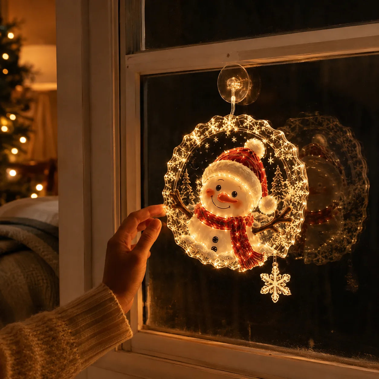 ⏳ Last Day 49% OFF – 🎄Lighted Christmas Window Decoration with Suction Cup | Warm LED Window Light with Double-Layer Design & Multiple Festive Styles ✨