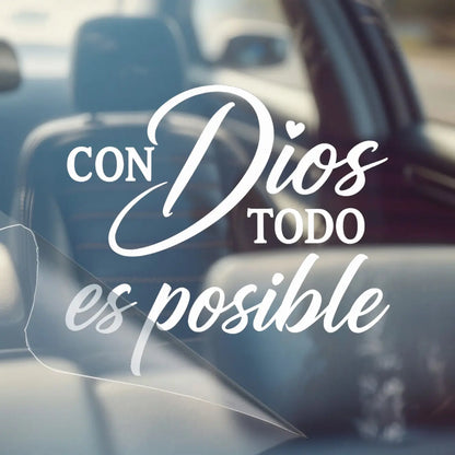 ✨ 50% OFF Con Dios Todo Es Posible Faith Vinyl Decal – Inspirational Spanish Sticker