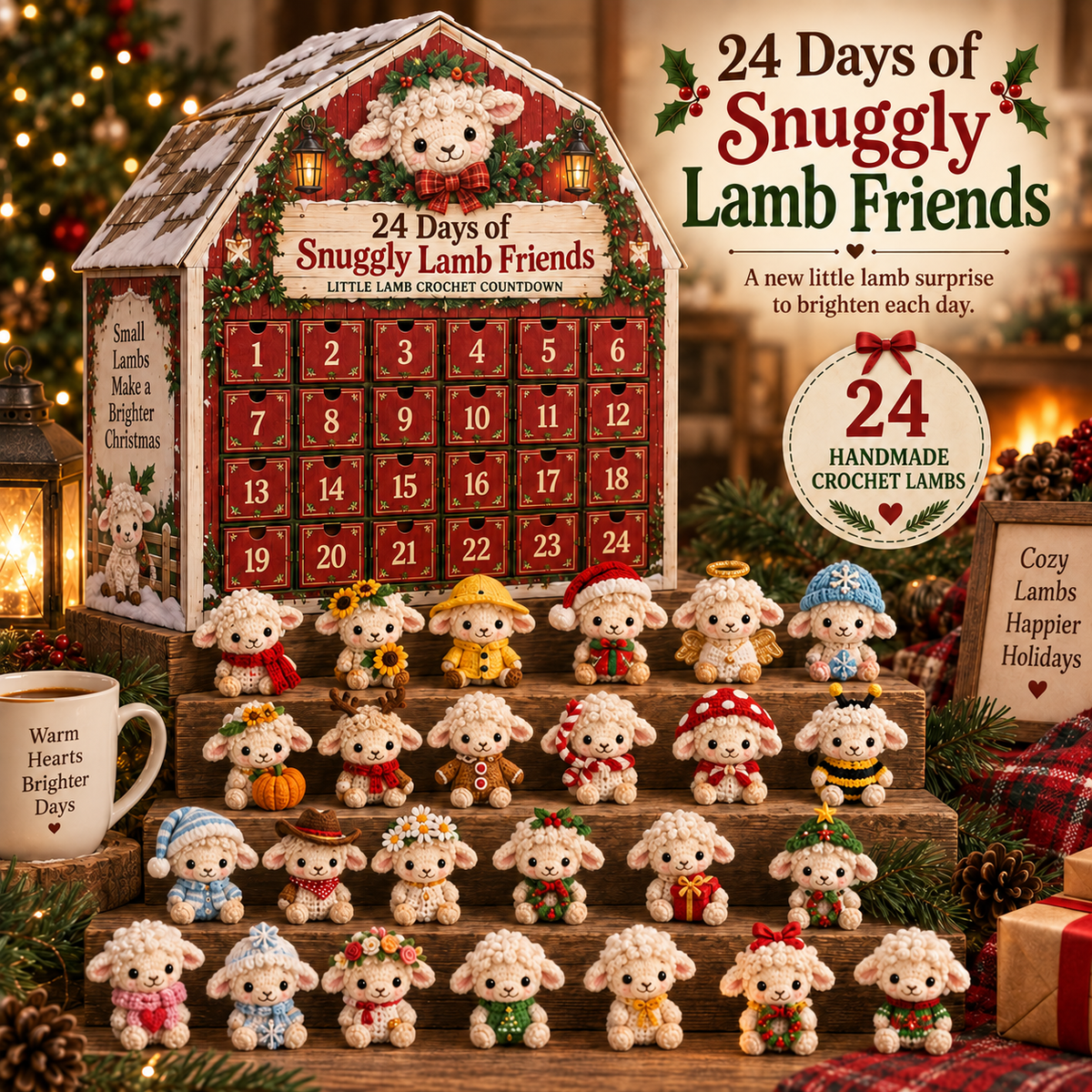 24 Days of Snuggly Lamb Friends crochet advent calendar
