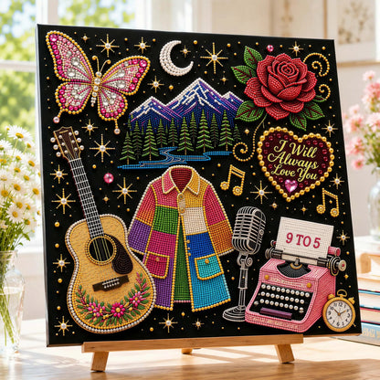 🔥 LAST DAY 50% OFF – 🎤 💕 Premium 3D Pearl Country Music Tribute Art Kit | Luxury Flocked Canvas with Scratch-Resistant Non-Fading Acrylic Resin Pearls & Faceted Drills DIY Keepsake Decor 💎✨