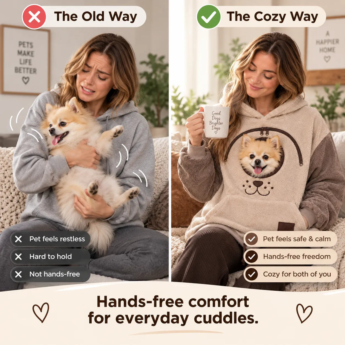 ⏰LAST DAY 50% OFF 🐾 Stay-Close Cuddle Hoodie™ – Cozy Hands-Free Pouch for Cats & Small Dogs