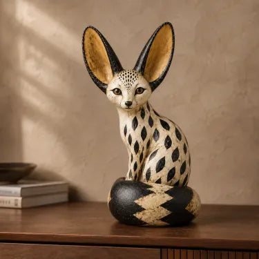 Vintage fennec fox sculpture sitting style