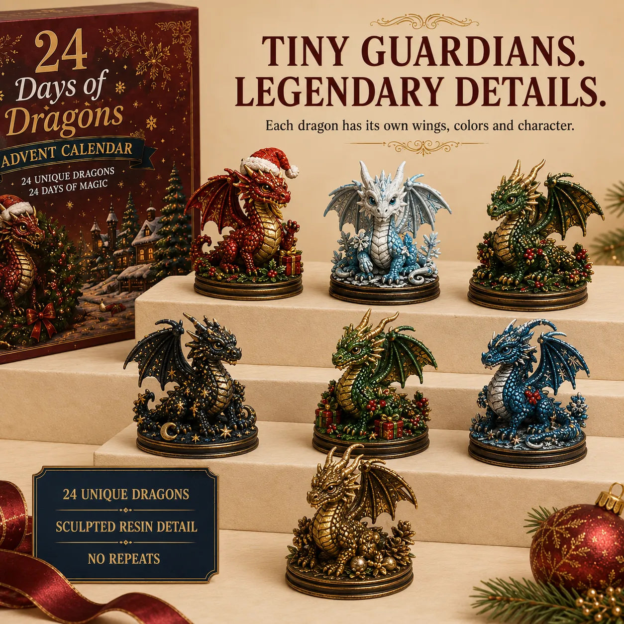 🐉 LAST DAY 49% OFF – 24 Days Of Dragons Advent Calendar | 24 Unique Collectible Dragon Figures with Fantasy Designs & Magical Countdown Experience ✨