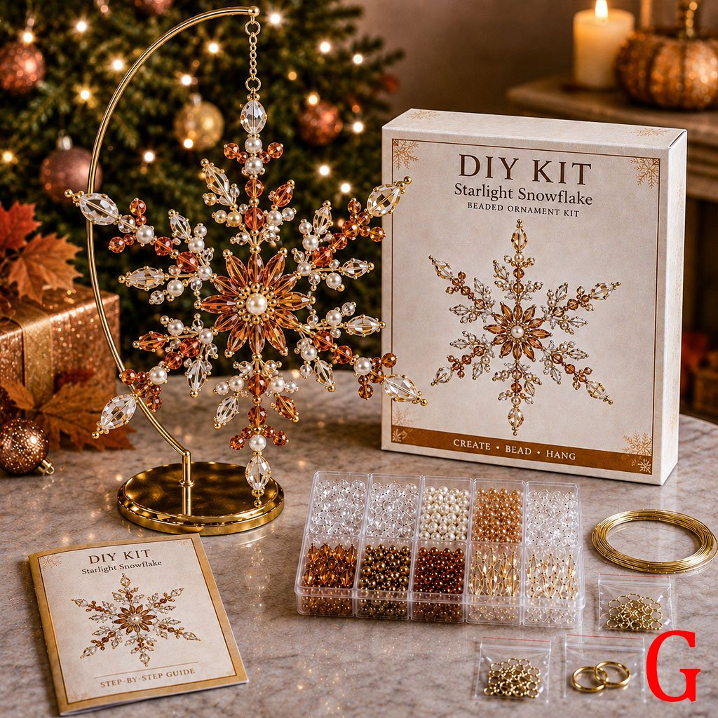 🎁Buy 3Get 1 Free❄️ DIY Crystal Beaded Snowflake Ornament Kit – Christmas Craft Decoration