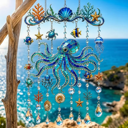 🔥LAST DAY 50% OFF 🐋🐢🐬Ocean-Themed Acrylic Wind Chime – 🌊Bring the Ocean Glow to Your Garden (2D)