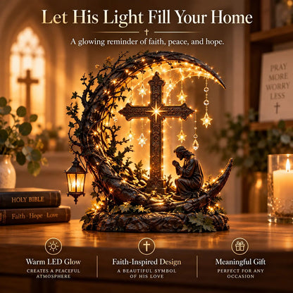 ✨✝️ Light of Faith™ Illuminated Cross Prayer Tabletop Decor