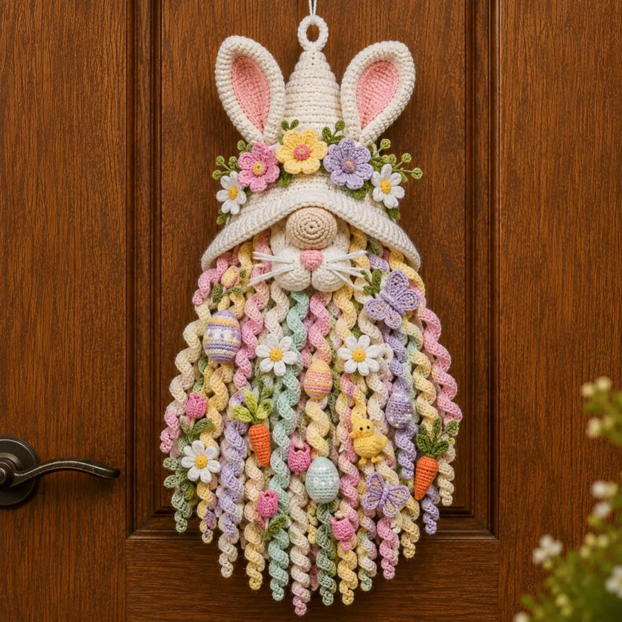 Spring Easter Bunny crochet door hanger