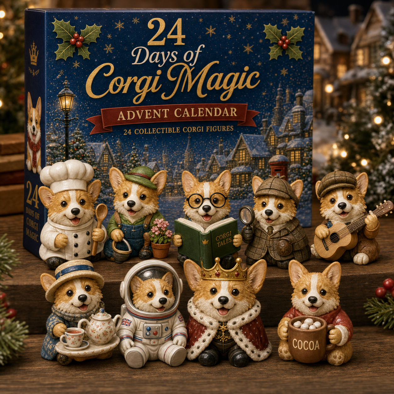 CHRISTMAS KICKOFF 49% OFF - 2026 British Corgis Blind Box - 24‑Day Festive Countdown, Corgi Figurines Blind Box - Gift For Corgi Lovers