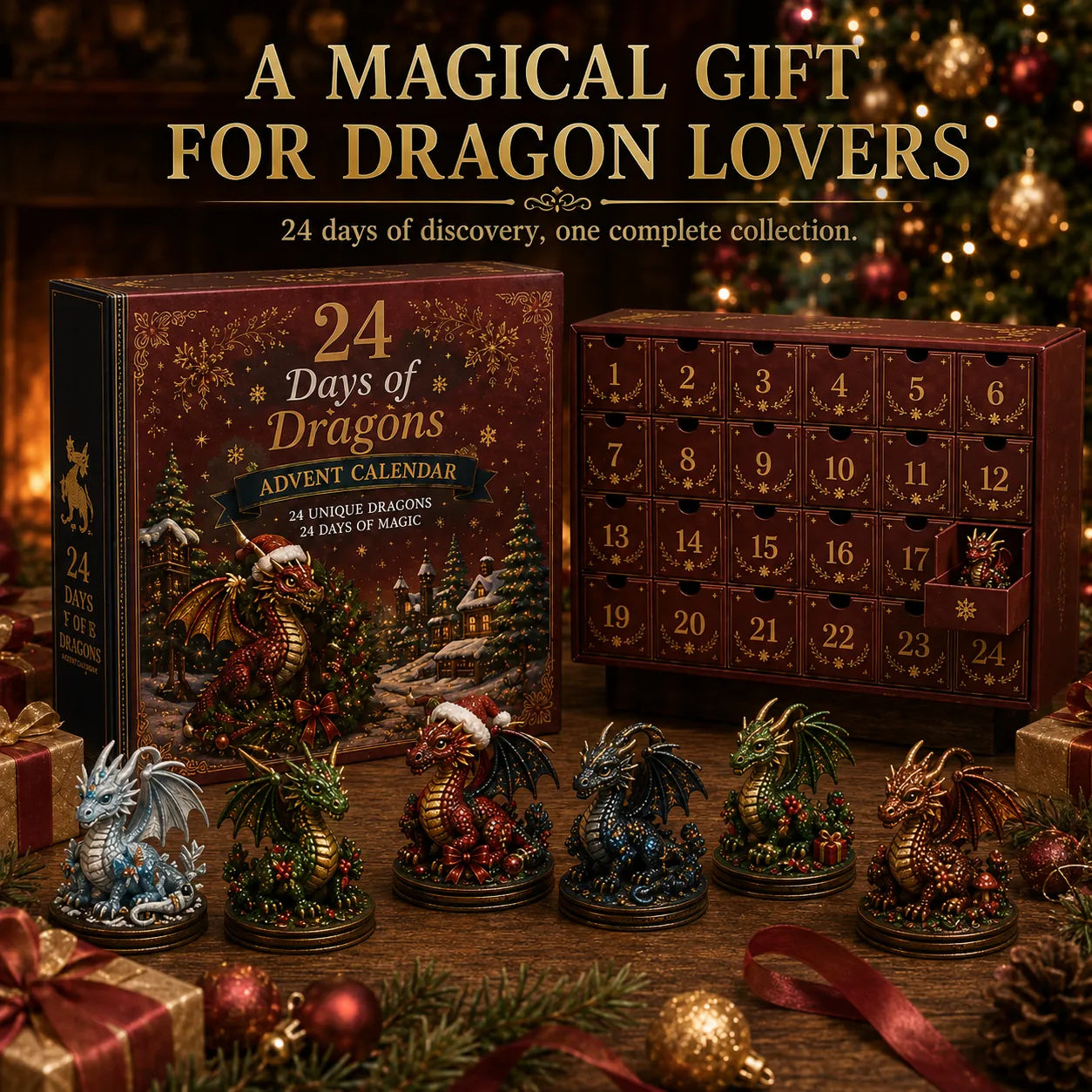 🐉 LAST DAY 49% OFF – 24 Days Of Dragons Advent Calendar | 24 Unique Collectible Dragon Figures with Fantasy Designs & Magical Countdown Experience ✨