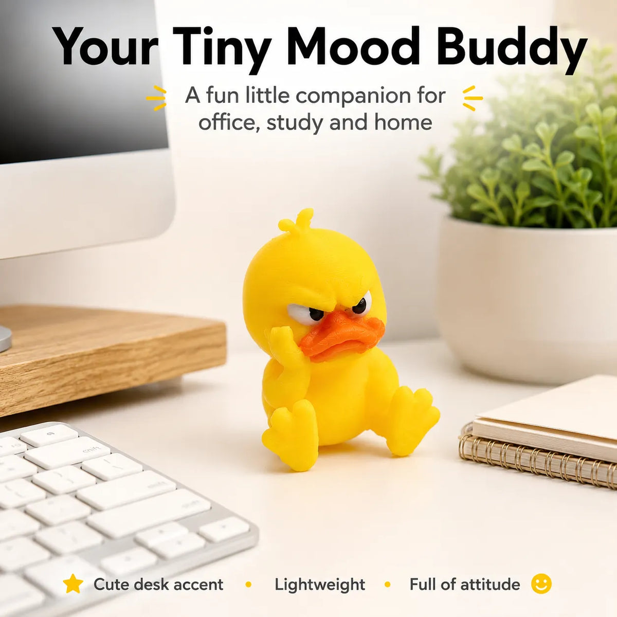 Angry Duck figurine displayed on an office desk