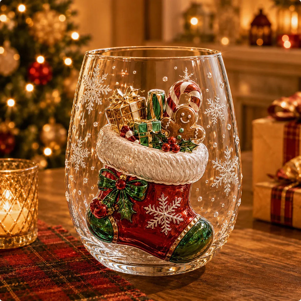 Christmas stocking decorative glass