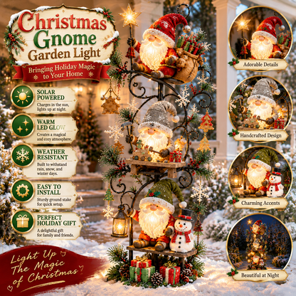 🎄✨ Christmas Gnome Workshop Solar Garden Light 🎁🌟