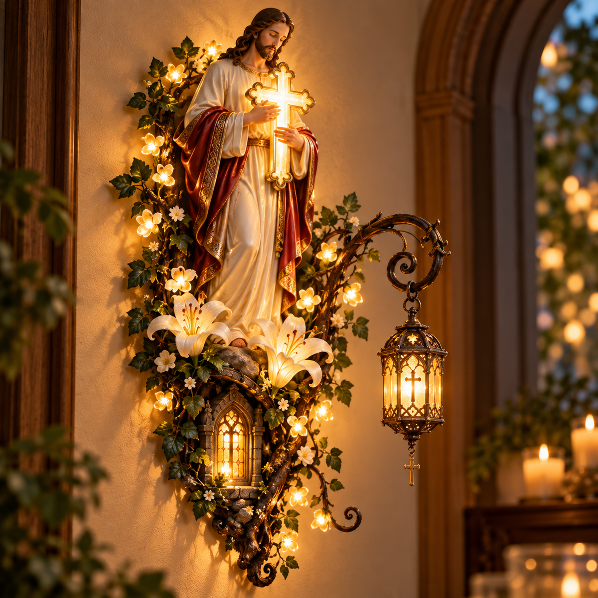 Jesus Lighted Wall Decor – Glowing Cross Christian Home Art ✝️✨