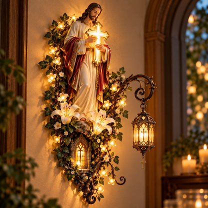 Jesus Lighted Wall Decor – Glowing Cross Christian Home Art ✝️✨