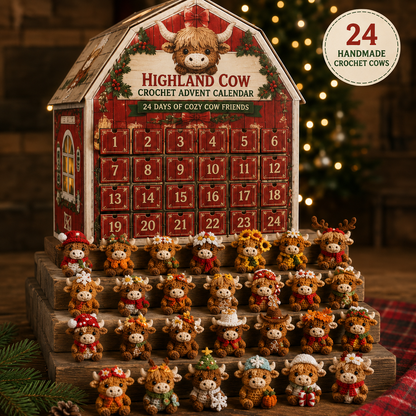 🎄 2026 Cozy Highland Cow Crochet Advent Calendar – 24 Unique Christmas Cow Friends