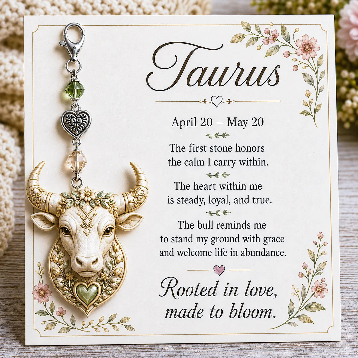 🌙12 Zodiac Birthstone Charm Keepsake Card Collection
