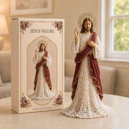⏳ Last Day 49% OFF – ✝️ Blessed Mother, Jesus & Guardian Angel | Lace-Inspired Faith Figure Collection 🤍✨