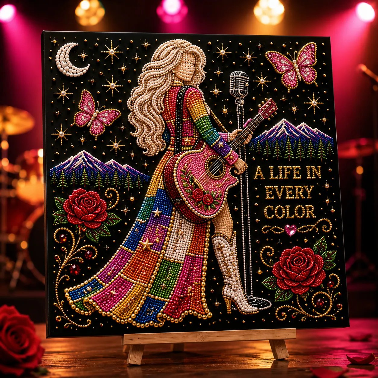 🔥 LAST DAY 50% OFF – 🎤 💕 Premium 3D Pearl Country Music Tribute Art Kit | Luxury Flocked Canvas with Scratch-Resistant Non-Fading Acrylic Resin Pearls & Faceted Drills DIY Keepsake Decor 💎✨