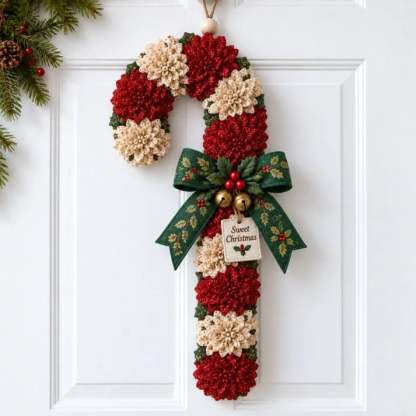 🎄✨Christmas Fabric Flower Door Hanging DIY Kit – Layered Holiday Décor