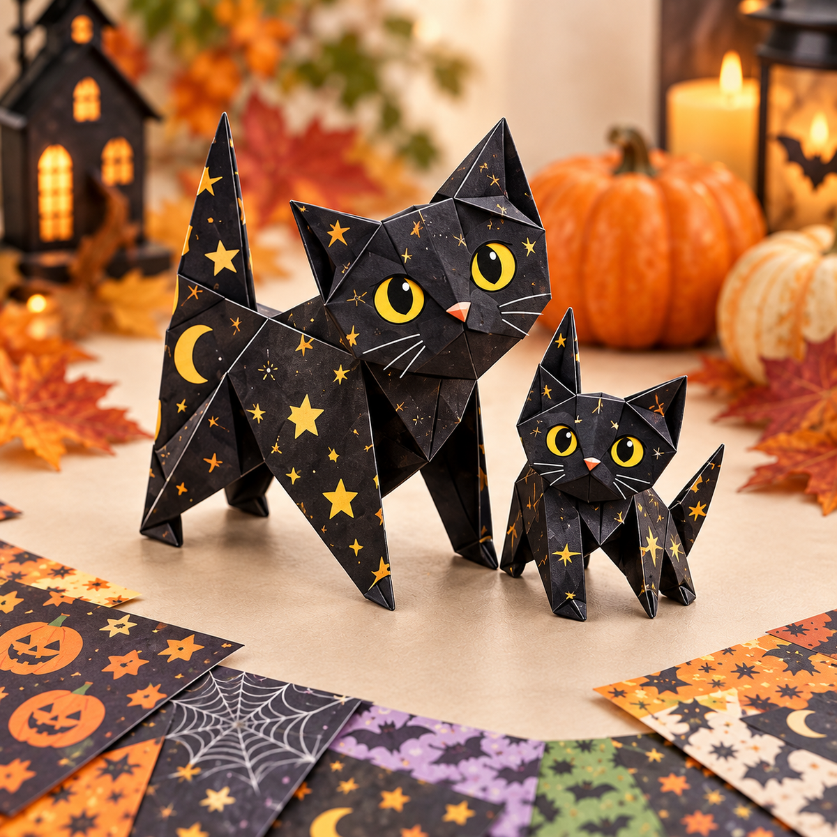 🎃 Halloween 3D Paper Craft Kit – 50 Pre-Printed Sheets + Step-by-Step Guide